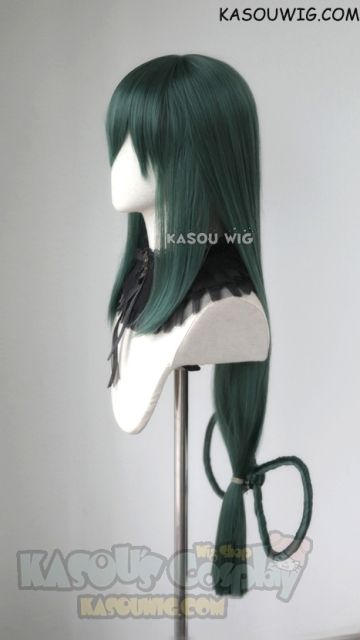 90cm / 35.5" My Hero Academia long Tsuyu Asui green cosplay wig with bow