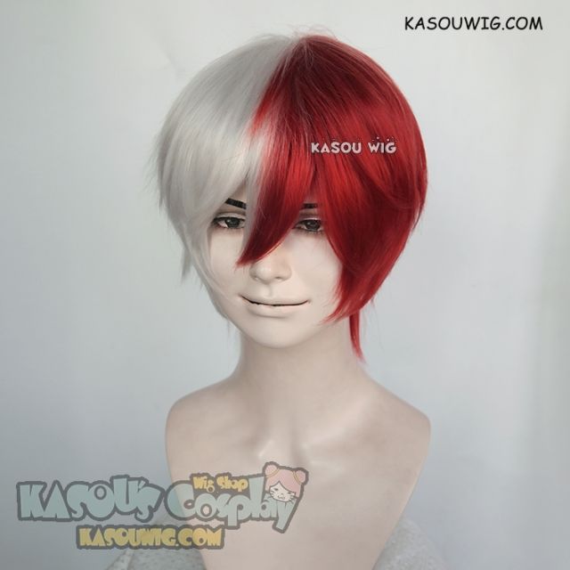 My Hero Academia Shouto Todoroki white red split short wig