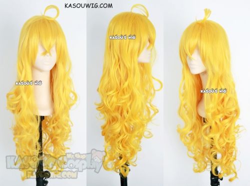 yellow Yang Xiao Long 85cm long yellow curly cosplay wig with ahoge SP35
