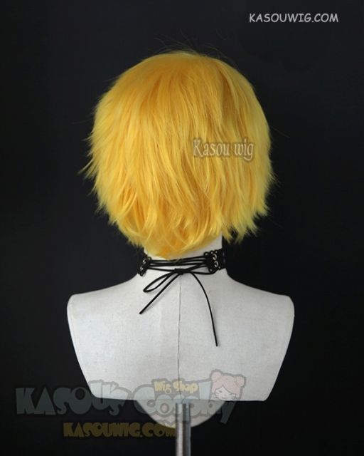 S-1 / SP35 >>31cm / 12.2" short bright yellow layered wig, easy to style,Hiperlon fiber