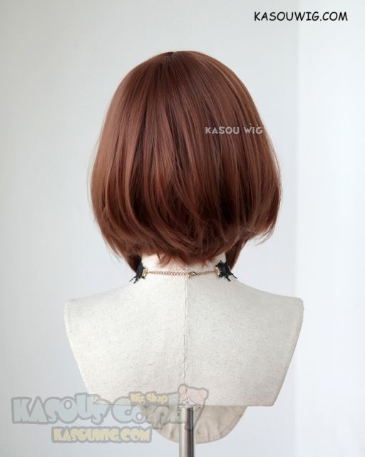 My Hero Academia Uraraka Ochako shoulder length brown bob cosplay wig . KA026