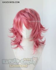 Kingdom Hearts Marluxia medium flippy layered rose pink cosplay wig. KA036