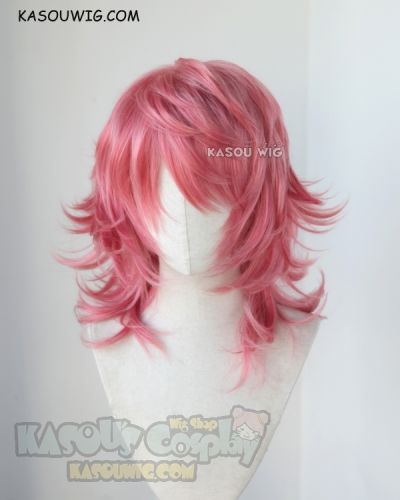 Kingdom Hearts Marluxia medium flippy layered rose pink cosplay wig. KA036