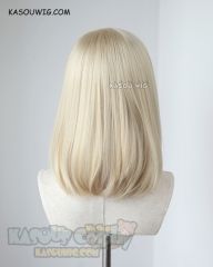 Overwatch Mercy shoulder-length bob cut cosplay wig with side-parted bangs