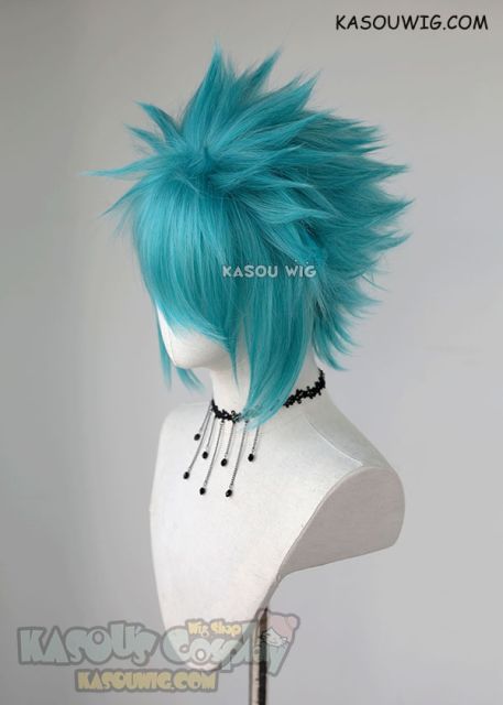 S-5 KA059 31cm / 12.2" short teal blue green spiky layered cosplay wig