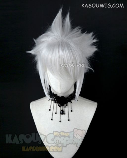 S-5 KA002 31cm / 12.2" short silver white spiky layered cosplay wig