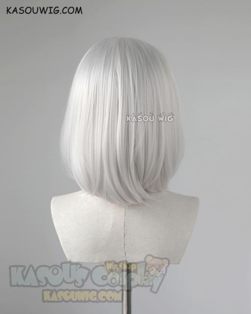 Overwatch Ashe silver white side-parted asymmetric bob shoulder-length cosplay wig