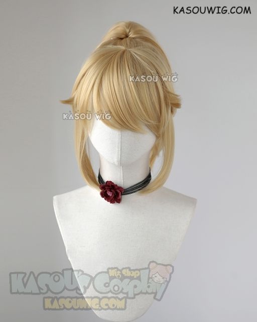 Super Mario Bowsette blonde clip on ponytail cosplay wig