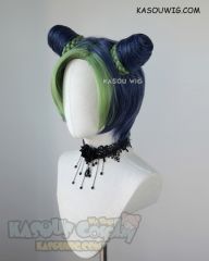 JOJO JoJo's Bizarre Adventure Jolyne Kujoh blue green cosplay wig with buns