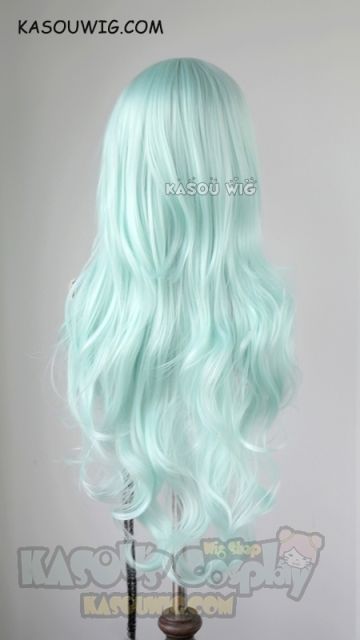 L-3 / SP16 pastel mint green long layers loose waves cosplay wig . heat-resistant fiber