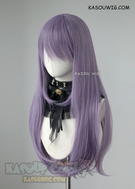 L-2 / SP33 grayish purple long  75cm long straight wig . Heating Resistant fiber