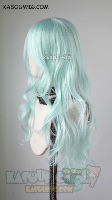 L-3 / SP16 pastel mint green long layers loose waves cosplay wig . heat-resistant fiber