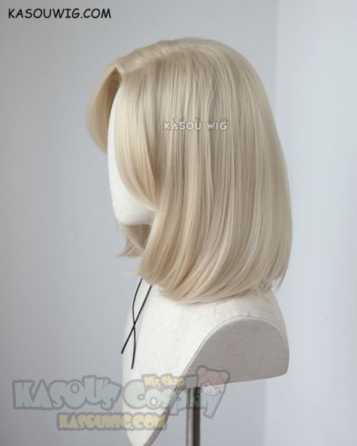 Overwatch Mercy shoulder-length bob cut cosplay wig with side-parted bangs
