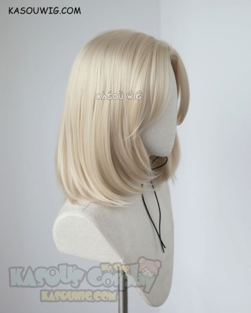 Overwatch Mercy shoulder-length bob cut cosplay wig with side-parted bangs