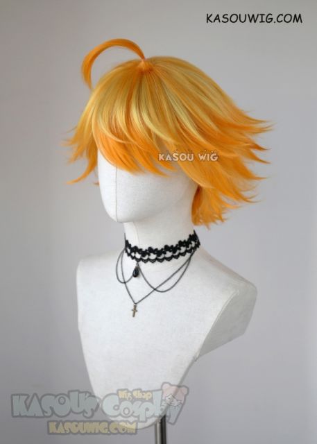 The Promised Neverland Emma short flippy yellow orange ombre cosplay wig