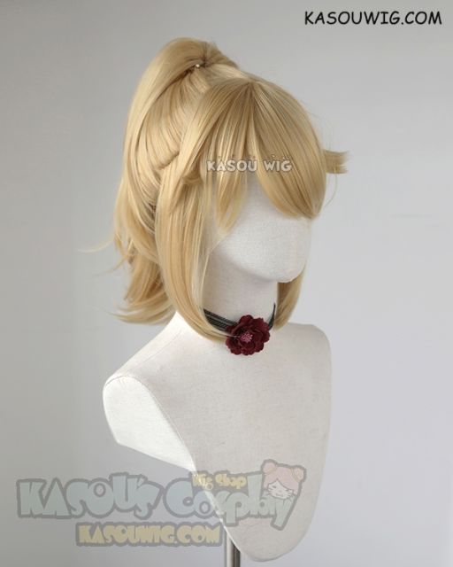 Super Mario Bowsette blonde clip on ponytail cosplay wig