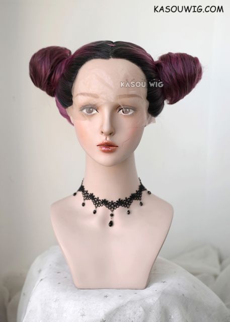 Lace Front>> APEX Legends Lifeline bun-set cosplay wig pink with black roots
