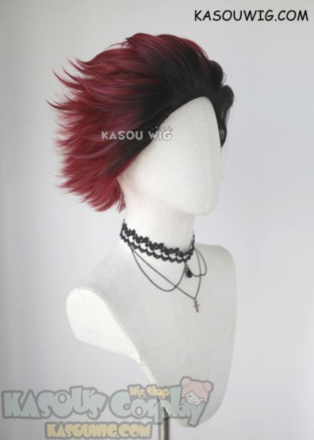 Kimetsu no Yaiba Demon Slayer Tanjiro Kamado short slicked-back layered wig dyed brown roots