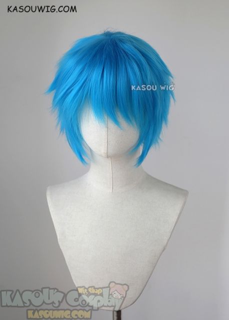 S-1 / KA047 >>31cm / 12.2" short blue layered wig, easy to style,Hiperlon fiber
