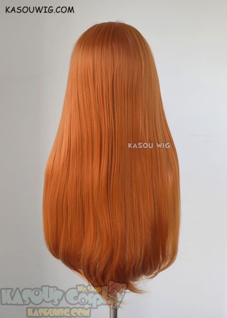 L-2 / KA021 burnt orange 75cm long straight wig . Heating Resistant fiber