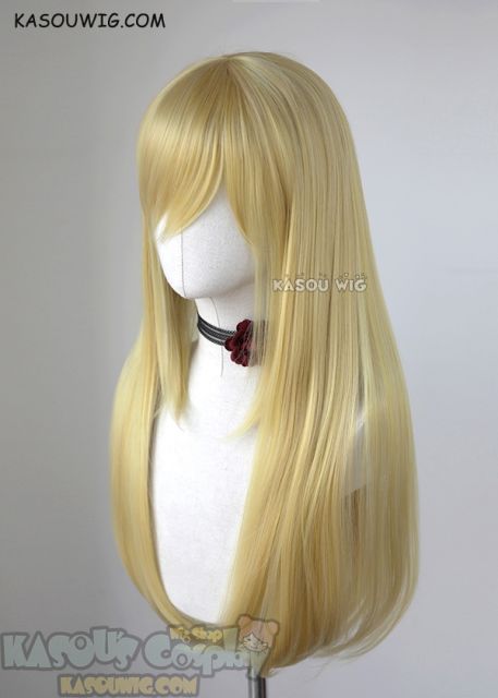 L-2 / KA010 light yellow blonde 75cm long straight wig . Heating Resistant fiber