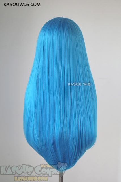 L-2 / KA047 blue 75cm long straight wig . Heating Resistant fiber