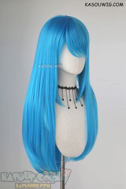 L-2 / KA047 blue 75cm long straight wig . Heating Resistant fiber