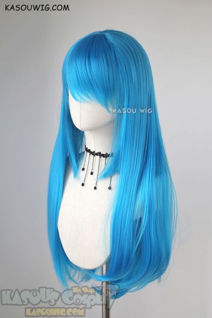 L-2 / KA047 blue 75cm long straight wig . Heating Resistant fiber