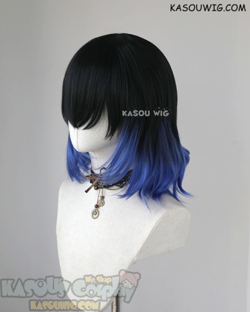 Kimetsu no Yaiba Demon Slayer Inosuke Hashibira black blue ombre cosplay wig