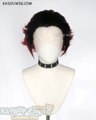 Lace Front>> Kimetsu no Yaiba Demon Slayer Tanjiro Kamado short slicked-back layered wig dyed brown roots