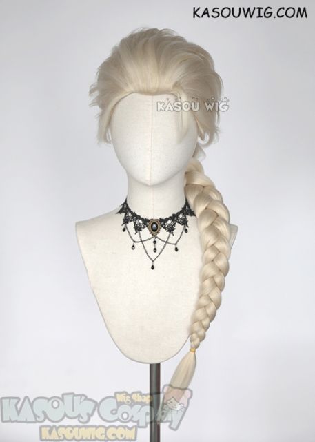 Frozen Queen Elsa pale blonde long braid cosplay wig