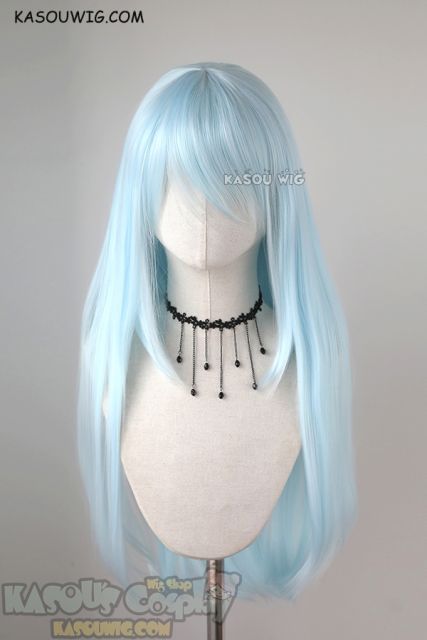 L-2 / KA045 Light Cyan 75cm long straight wig . Heating Resistant fiber