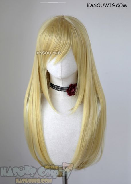 L-2 / KA010 light yellow blonde 75cm long straight wig . Heating Resistant fiber