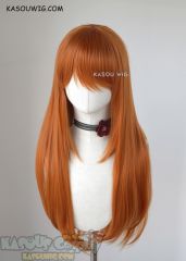 L-2 / KA021 burnt orange 75cm long straight wig . Heating Resistant fiber