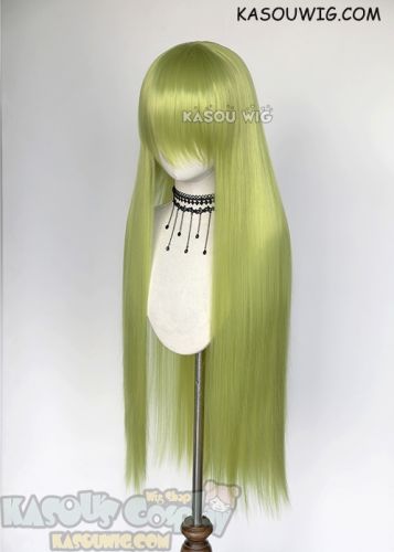 L-4 yellowish green Fate GO Enkidu 100cm / 39.5"long straight versatile cosplay wig