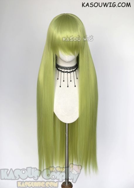 L-4  yellowish green Fate GO Enkidu 100cm / 39.5"long straight versatile cosplay wig