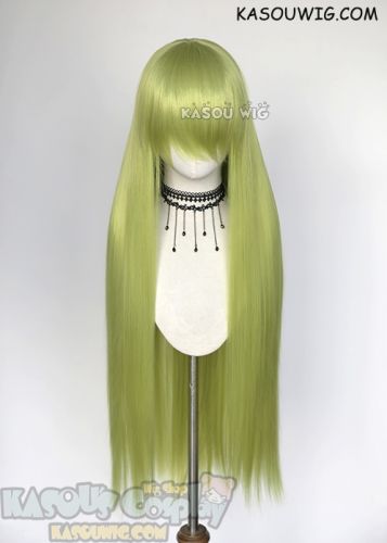 L-4 yellowish green Fate GO Enkidu 100cm / 39.5"long straight versatile cosplay wig