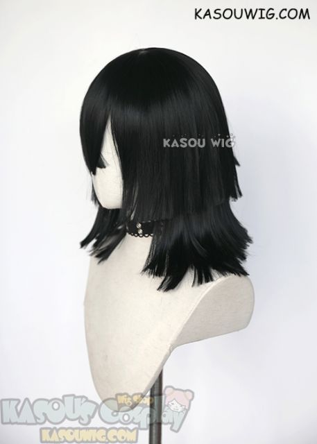 Kimetsu no Yaiba Demon Slayer Obanai Iguro black pre-cut shoulder length cosplay wig 