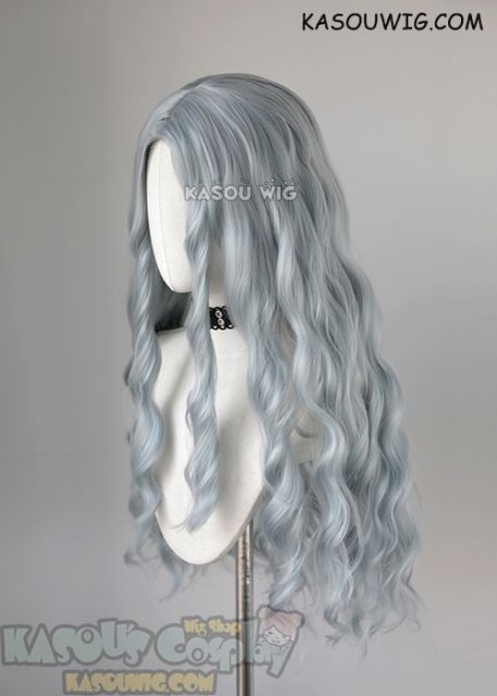 My Hero Academia MHA Eri long grayish blue middle-parted wavy cosplay wig