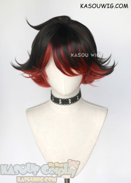 PROMARE Gueira short brown red flippy cosplay wig