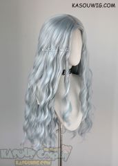 MHA Eri long grayish blue middle-parted wavy wig