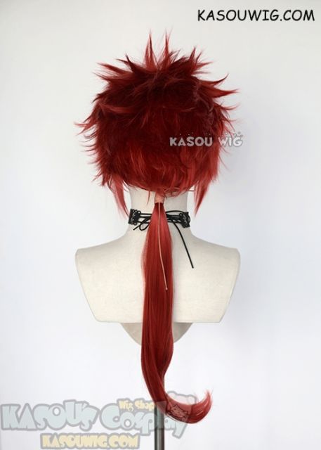 Final Fantasy 7 FF7 Reno red spiky cosplay wig with ponytail