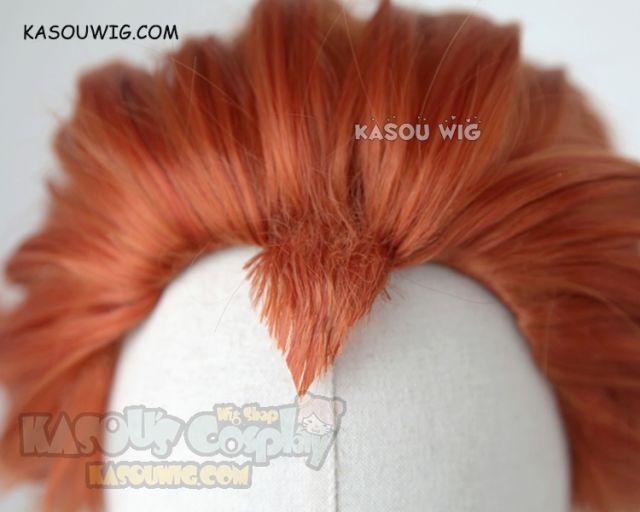 Danganronpa Kuwata Leon reddish orange slicked back spiky cosplay wig