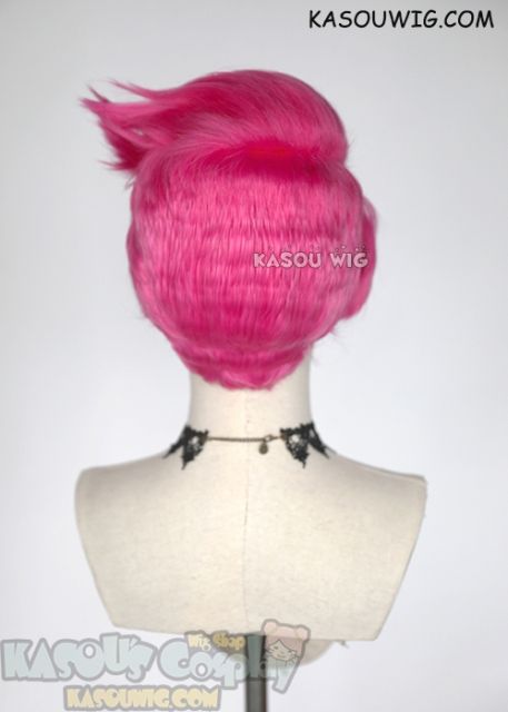 Lace Front>> Overwatch Zarya short pre-styled pink cosplay wig
