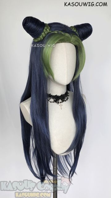 JOJO JoJo's Bizarre Adventure Jolyne Kujoh long VER. blue green cosplay wig with buns