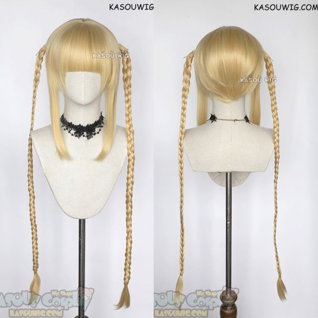 Darwin's Game Karino Shuka 100cm/39.4'' long yellow blond braids wig