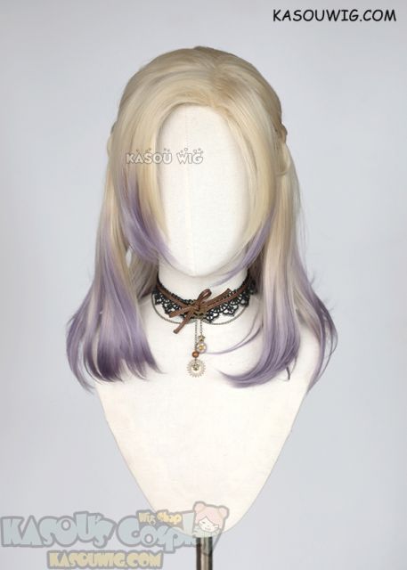 Twisted Wonderland Vil Schoenheit pre-styled shoulder length wig blonde to purple ombre