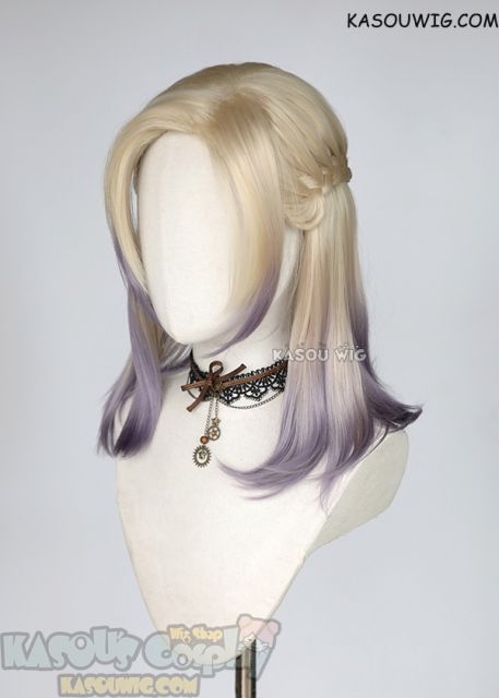 Twisted Wonderland Vil Schoenheit pre-styled shoulder length wig blonde to purple ombre