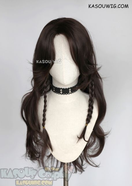 Twisted Wonderland Leona Kingschola 80cm/ 31.5'' long deep brown wavy wig