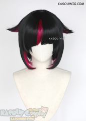 Twisted Wonderland Lilia Vanroug short black wig with pink highlights